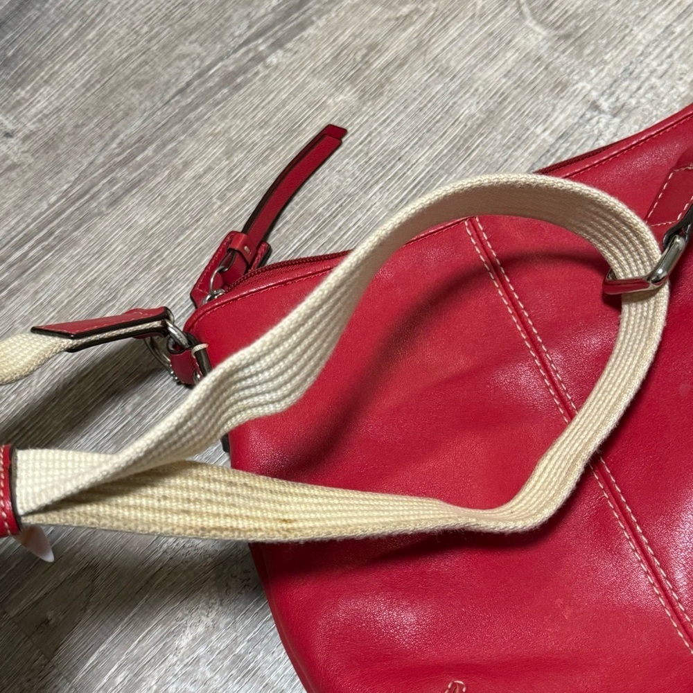 COACH Leather Ashley Pleated Swing-Pack Crossbody Handbag Red - Picture 11 of 13